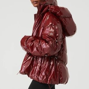 ALO Stunner Puffer Jacket - Size Small, Cranberry Red